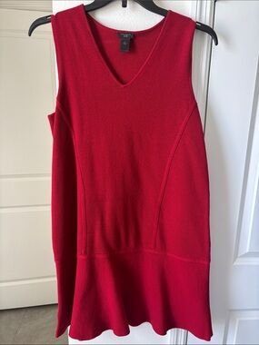 Ann Taylor Factory Sleeveless V-Neck Red Midi Dress